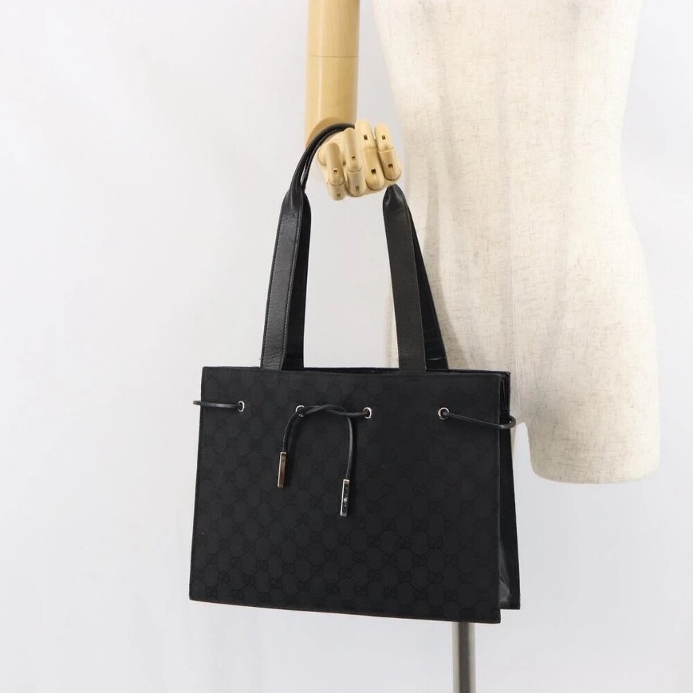 GUCCI GG Canvas Tote Bag Black Gold 002 1053 Auth bs32057 - Picture 14 of 16